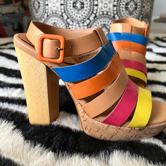 ๐ Kork-Ease EMMA Platform Caged Sandal size 7 7.5 Rainbow Colors -EXCELLENT UC - Picture 10 of 14